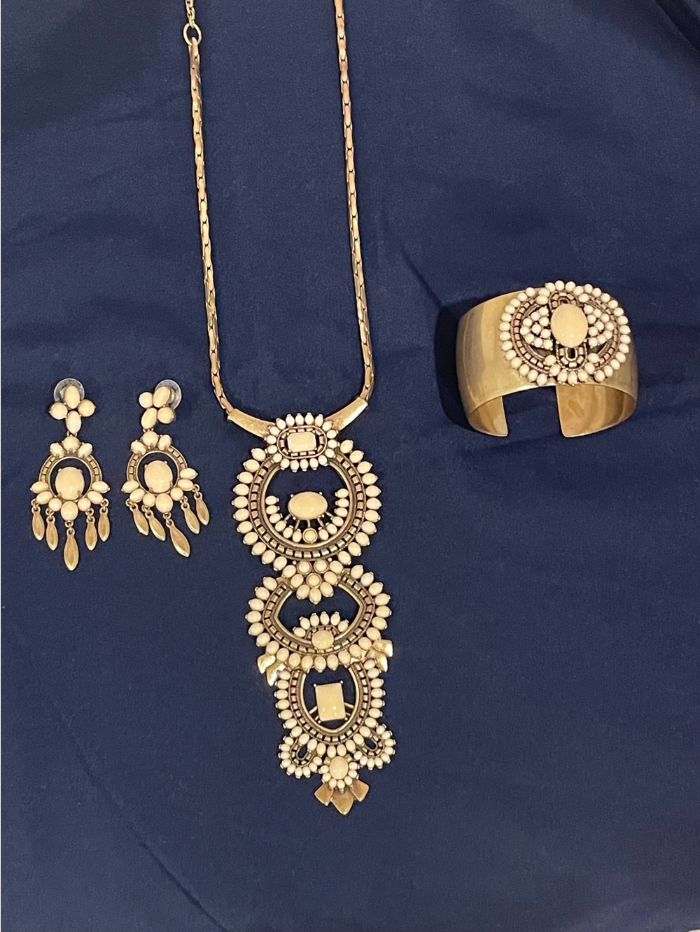 Stella & Dot Havana Gold-Tone Statement Necklace, Earrings & Cuff Bracelet